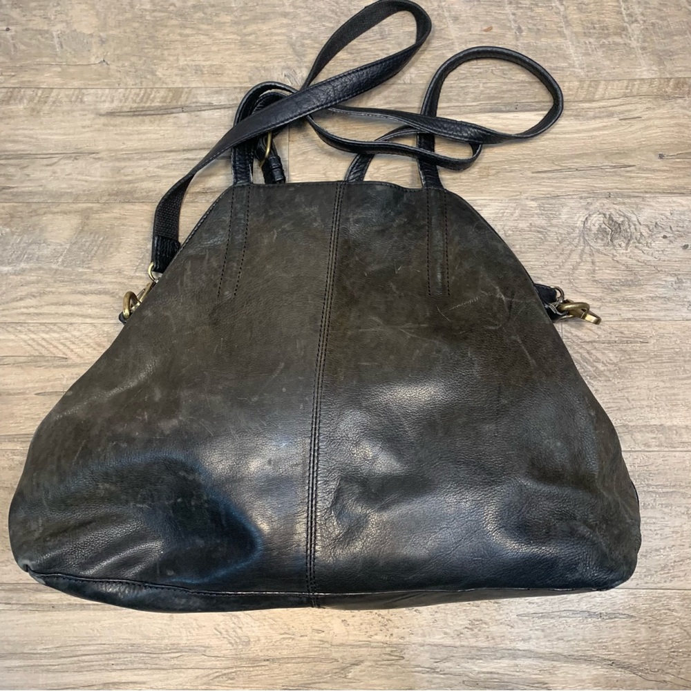Lucky Brand VTG Leather Distressed Large Slouchy Crossbody Shoulder Bag - Picture 9 of 15